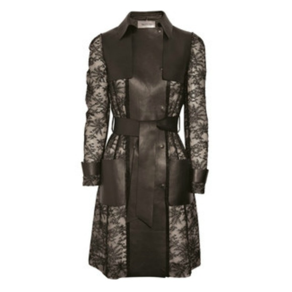 Valentino Leather and Lace Trench Coat, Small - Picture 4 of 5